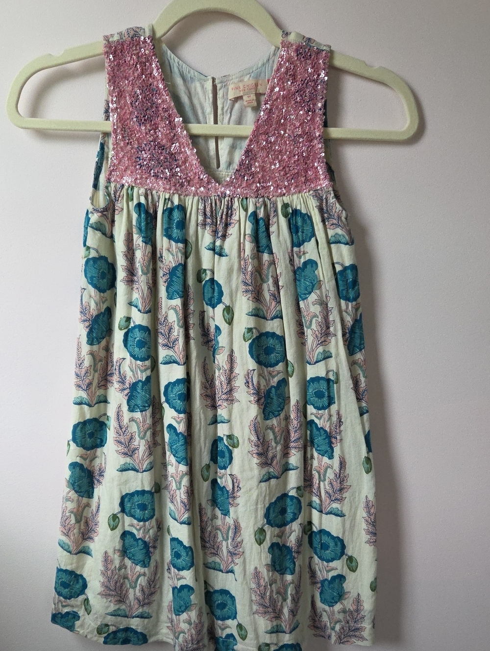 Pink Chicken Pink Courtney Cream Dress with Teal Floral Print